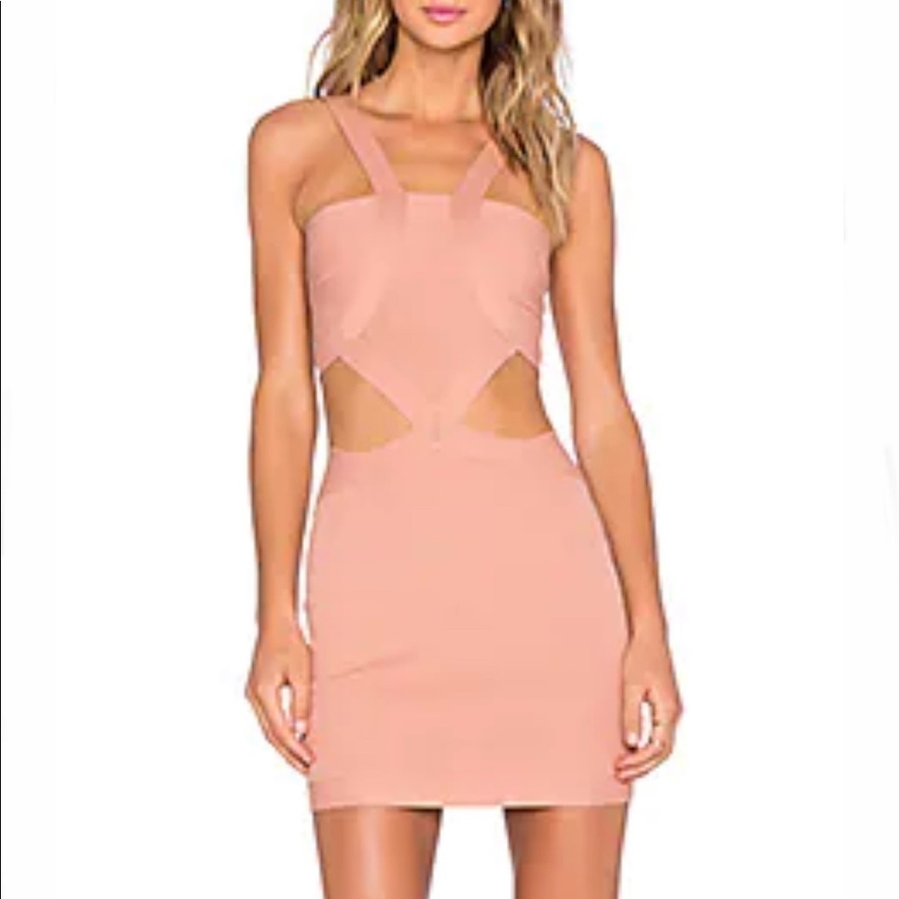 NWT NBD x REVOLVE My Confessions Bandage Bodycon Dress in Blush Size Small